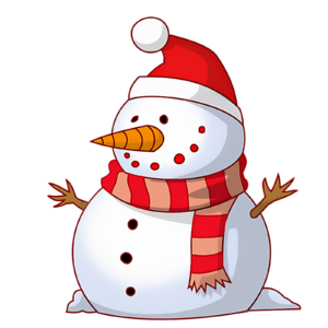 Christmas snowman with a red hat and scarf.